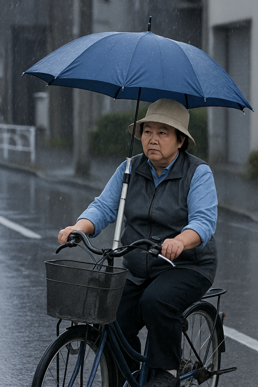 自転車用傘固定器具使用例イメージ